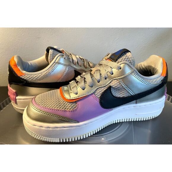 Nike Women's AF1 Shadow Metallic Silver Racer Blue CW6030 Size 6 - Picture 2 of 11